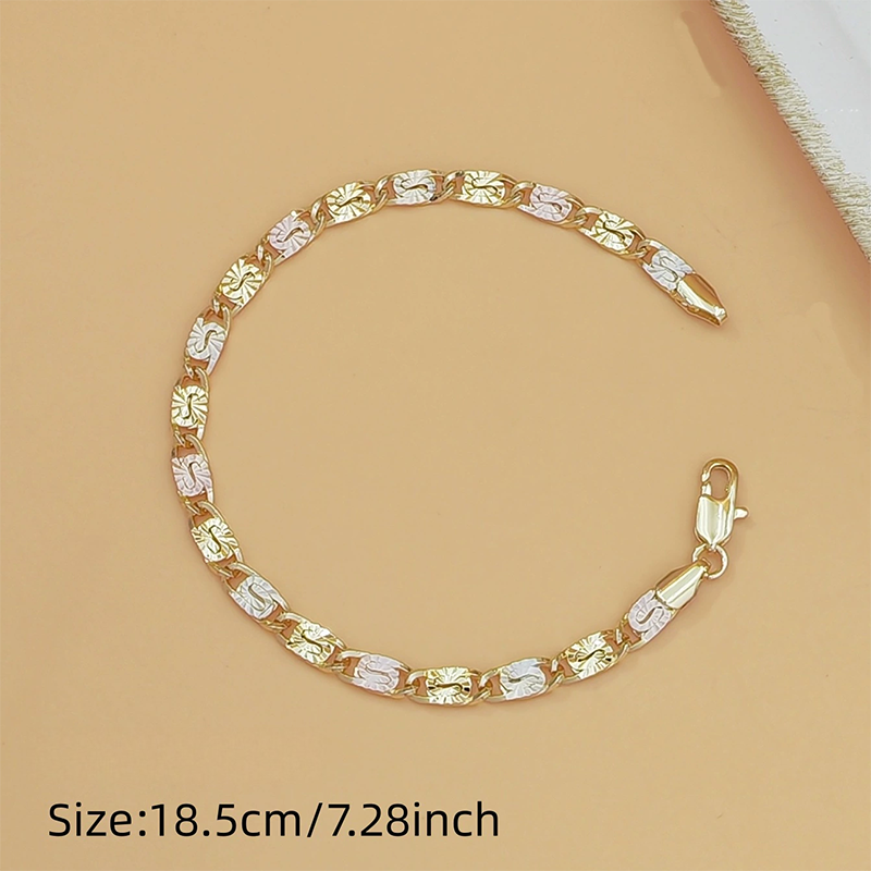 💎 LIMITED-TIME 50% OFF! ✨ Unisex Tri-Color Link Bracelet – Gold/Rose/Silver, Faceted Cut, Lobster Clasp 🖤