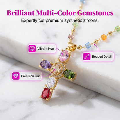 💎 50% OFF NOW! ✨ Women's Colorful Zircon Cross Pendant Necklace – Sparkling & lightweight – Faith-inspired design, perfect for daily wear or gifting – elegant and meaningful ✝️