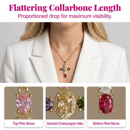 💎 50% OFF NOW! ✨ Women's Colorful Zircon Cross Pendant Necklace – Sparkling & lightweight – Faith-inspired design, perfect for daily wear or gifting – elegant and meaningful ✝️