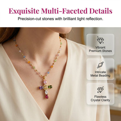 💎 50% OFF NOW! ✨ Women's Colorful Zircon Cross Pendant Necklace – Sparkling & lightweight – Faith-inspired design, perfect for daily wear or gifting – elegant and meaningful ✝️
