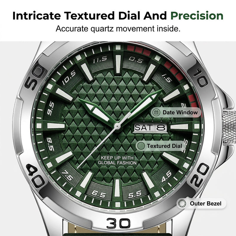 ⌚LIMITED-TIME50% OFF!💥Men's Luminous Quartz 30M Sports Wristwatch – 3D Geometric Dial, Anti-Scratch, Water Resistant ✨