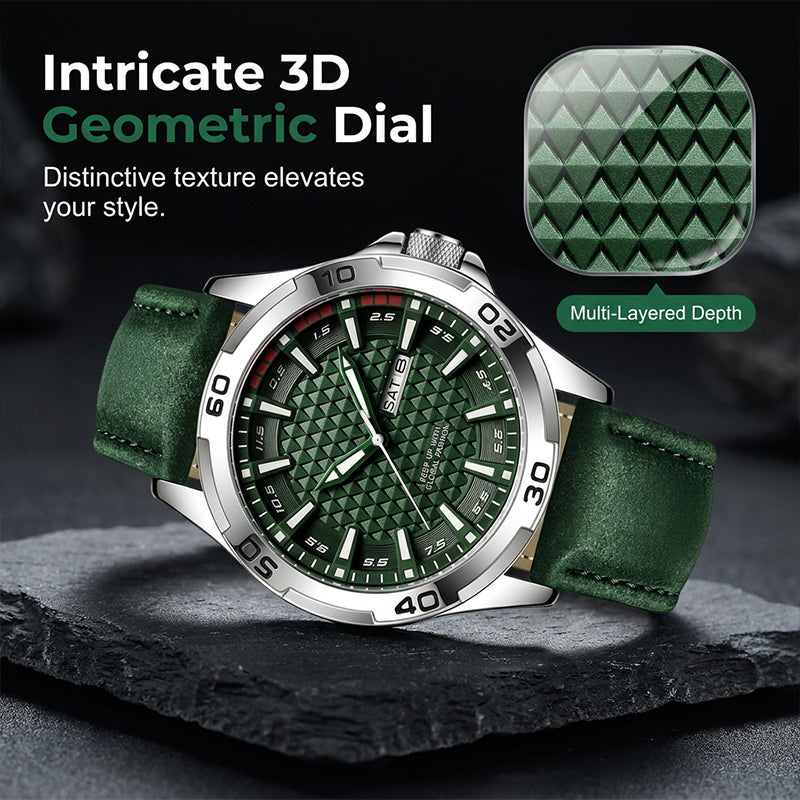 ⌚LIMITED-TIME50% OFF!💥Men's Luminous Quartz 30M Sports Wristwatch – 3D Geometric Dial, Anti-Scratch, Water Resistant ✨