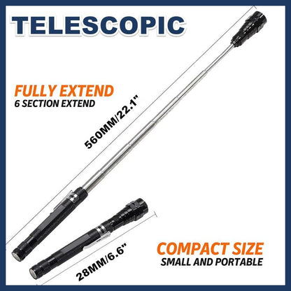 Extendable Magnetic Flashlight – 360° Flexible Gooseneck & LED Light