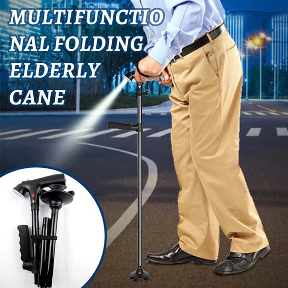 📢50% Off Now！🦯 Multifunctional Folding Cane – Safe Steps, Day & Night ⏰