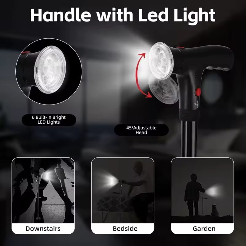 📢50% Off Now！🦯 Multifunctional Folding Cane – Safe Steps, Day & Night ⏰