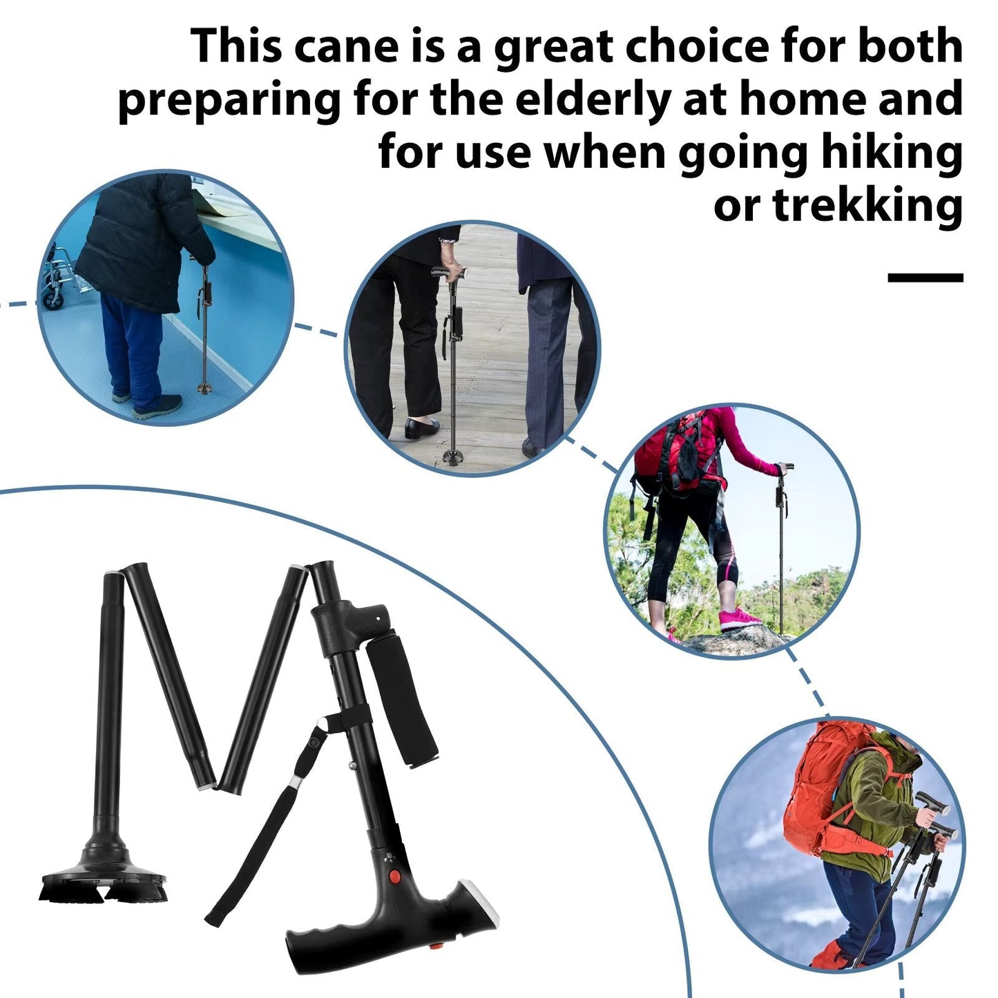 📢50% Off Now！🦯 Multifunctional Folding Cane – Safe Steps, Day & Night ⏰