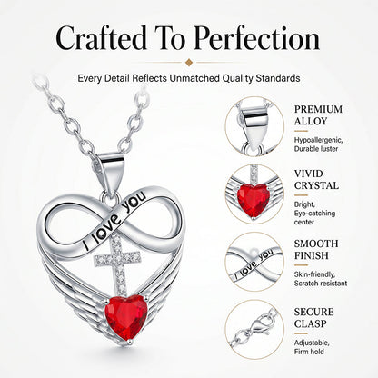 🥳2026 HOT SALE🥳💞50K+ SOLD!✨ 💝 Infinity Heart Cross Necklace with Wing Pendant – Faith & Eternal Love ✨