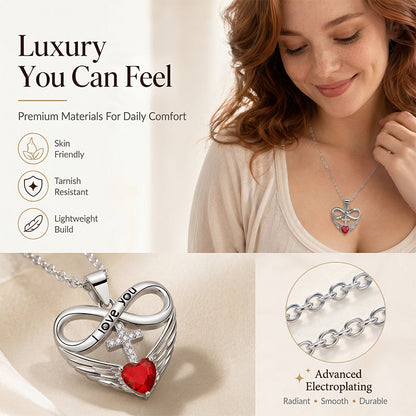 🥳2026 HOT SALE🥳💞50K+ SOLD!✨ 💝 Infinity Heart Cross Necklace with Wing Pendant – Faith & Eternal Love ✨