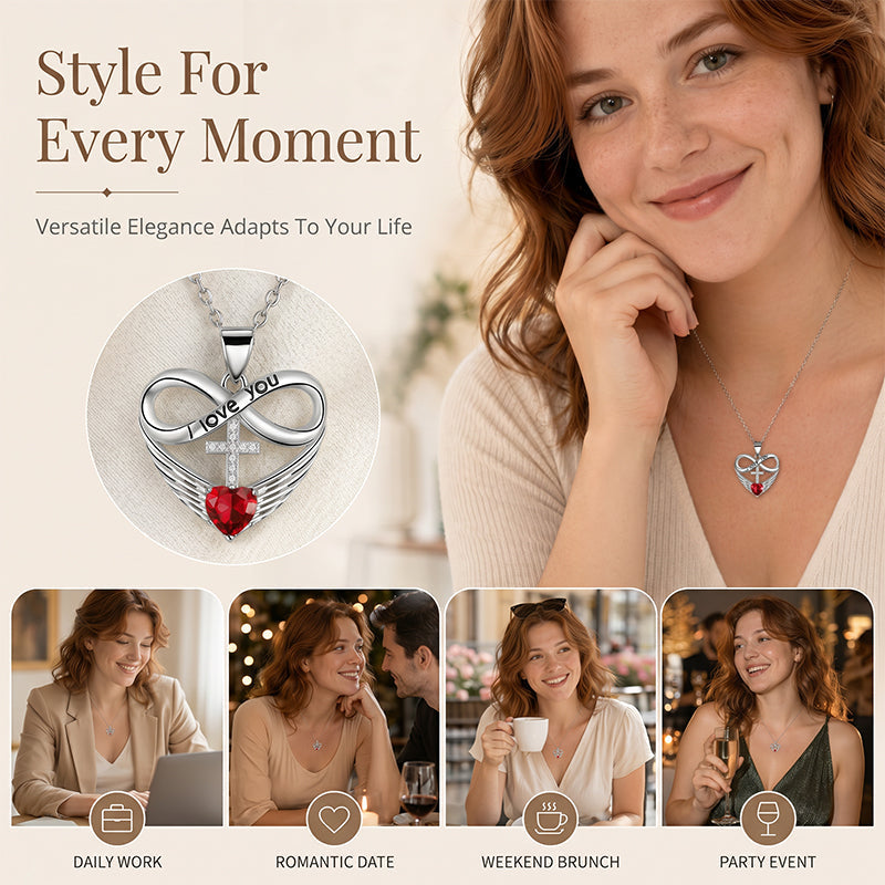 🥳2026 HOT SALE🥳💞50K+ SOLD!✨ 💝 Infinity Heart Cross Necklace with Wing Pendant – Faith & Eternal Love ✨