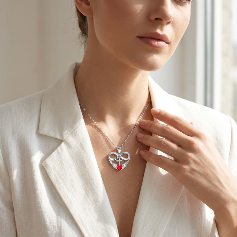 🥳2026 HOT SALE🥳💞50K+ SOLD!✨ 💝 Infinity Heart Cross Necklace with Wing Pendant – Faith & Eternal Love ✨