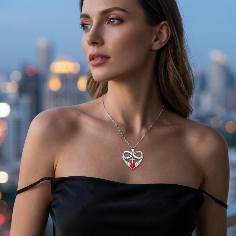 🥳2026 HOT SALE🥳💞50K+ SOLD!✨ 💝 Infinity Heart Cross Necklace with Wing Pendant – Faith & Eternal Love ✨