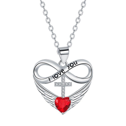 🥳2026 HOT SALE🥳💞50K+ SOLD!✨ 💝 Infinity Heart Cross Necklace with Wing Pendant – Faith & Eternal Love ✨