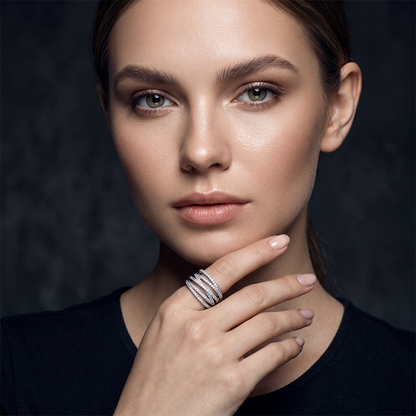💫 Adjustable Multi-Band Crossover Ring – Fashion Jewelry ✨