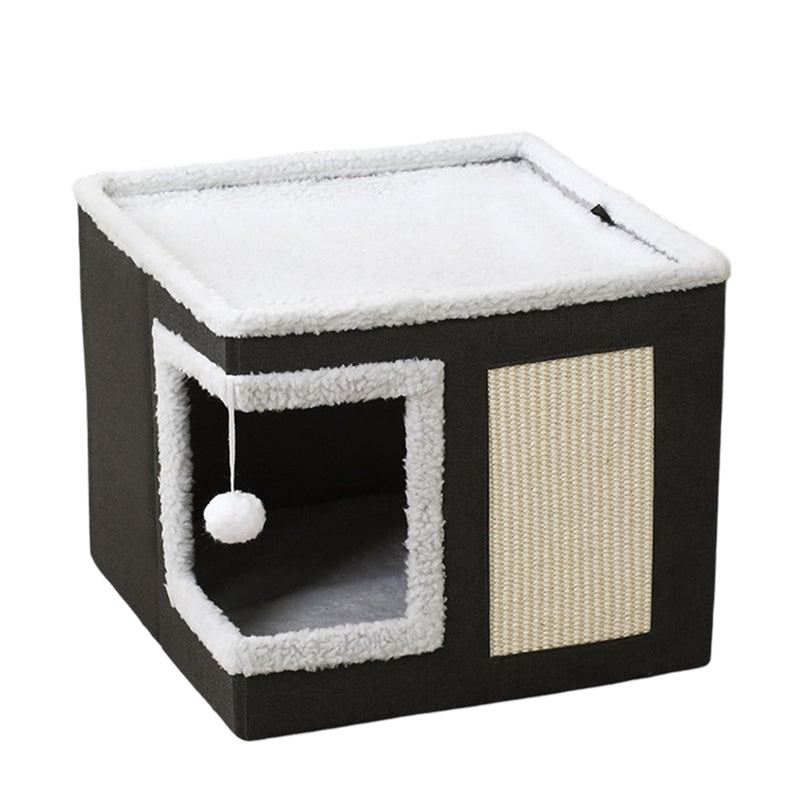 📢📢50% OFF & In Stock⏰ 🏠 Foldable 2-in-1 Cat Cube House – Dual-Level Design, Built-in Scratching Pad & All-Season Comfort – Space-Saving & Portable 🐾