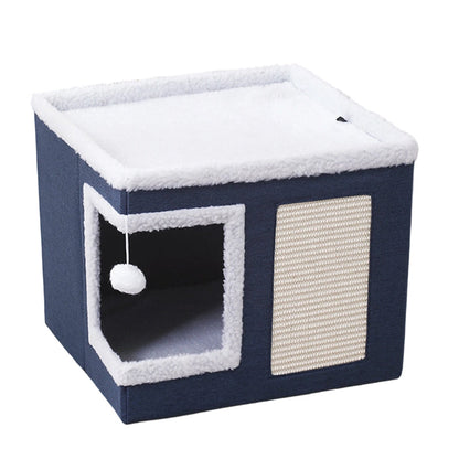 📢📢50% OFF & In Stock⏰ 🏠 Foldable 2-in-1 Cat Cube House – Dual-Level Design, Built-in Scratching Pad & All-Season Comfort – Space-Saving & Portable 🐾