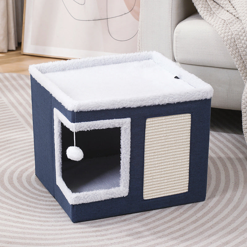 📢📢50% OFF & In Stock⏰ 🏠 Foldable 2-in-1 Cat Cube House – Dual-Level Design, Built-in Scratching Pad & All-Season Comfort – Space-Saving & Portable 🐾