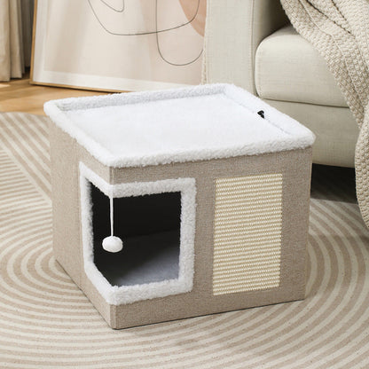📢📢50% OFF & In Stock⏰ 🏠 Foldable 2-in-1 Cat Cube House – Dual-Level Design, Built-in Scratching Pad & All-Season Comfort – Space-Saving & Portable 🐾