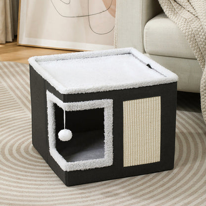 📢📢50% OFF & In Stock⏰ 🏠 Foldable 2-in-1 Cat Cube House – Dual-Level Design, Built-in Scratching Pad & All-Season Comfort – Space-Saving & Portable 🐾