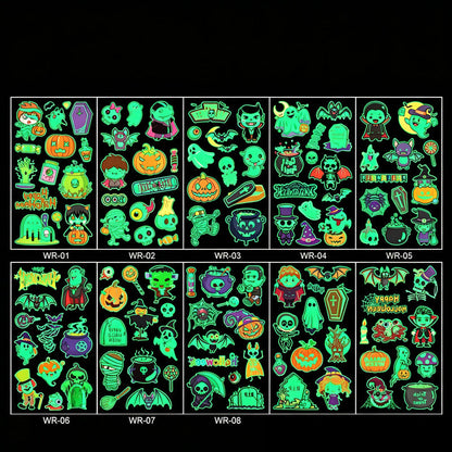 📢Buy 1 Get 1 Free！🔥Luminous Halloween Temporary Tattoos for Kids Cartoon Waterproof Glowing Stickers