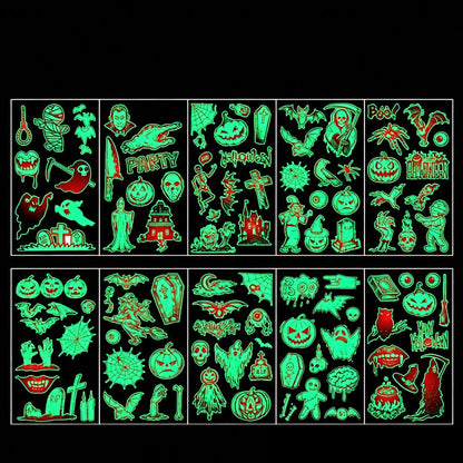 📢Buy 1 Get 1 Free！🔥Luminous Halloween Temporary Tattoos for Kids Cartoon Waterproof Glowing Stickers
