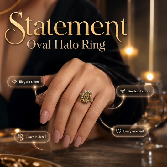 📢📢50% OFF !! ⏰Vintage Gold Virgin Mary Oval Crystal Ring