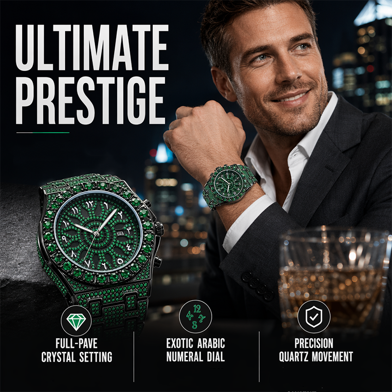 ✨ Men's Luxury Sparkling Quartz Watch – Shine Bright, Stand Out. Waterproof, scratch-resistant, and built to turn heads. 😎⌚