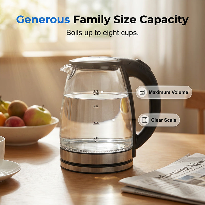 📢📢50% OFF !! ⏰Glass Electric Kettle with LED Light