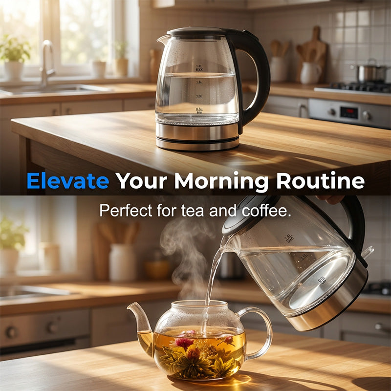 📢📢50% OFF !! ⏰Glass Electric Kettle with LED Light