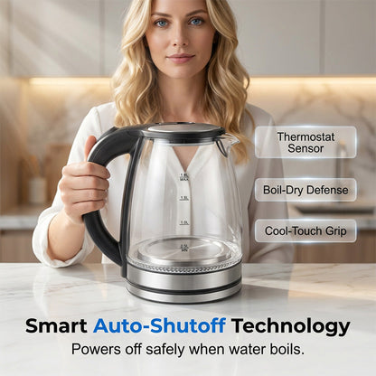 📢📢50% OFF !! ⏰Glass Electric Kettle with LED Light