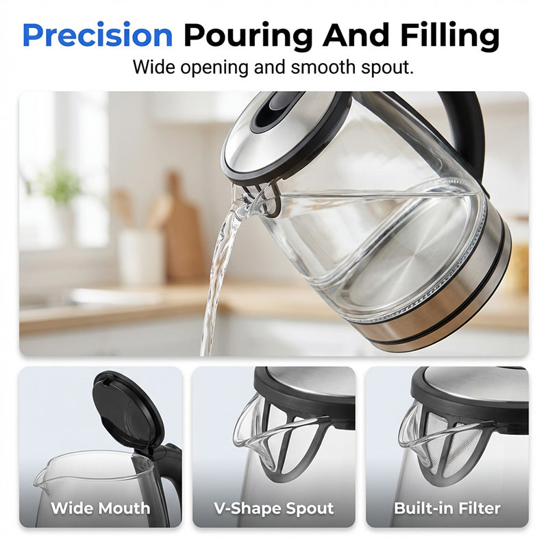 📢📢50% OFF !! ⏰Glass Electric Kettle with LED Light