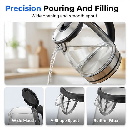 📢📢50% OFF !! ⏰Glass Electric Kettle with LED Light