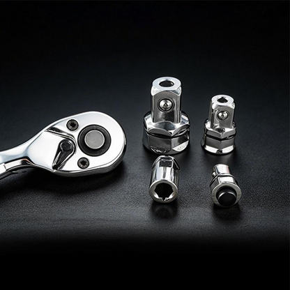 🔧 2026 Sale — Over 23,700 Sold! 🔩 CR-V Steel Ratchet Wrench Adapter Socket Converter Set