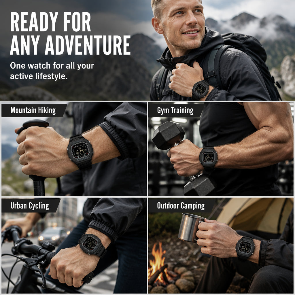 Men's Waterproof Digital Watch with LED Luminous Display