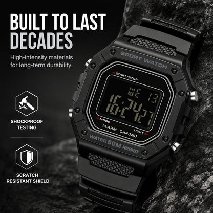 Men's Waterproof Digital Watch with LED Luminous Display