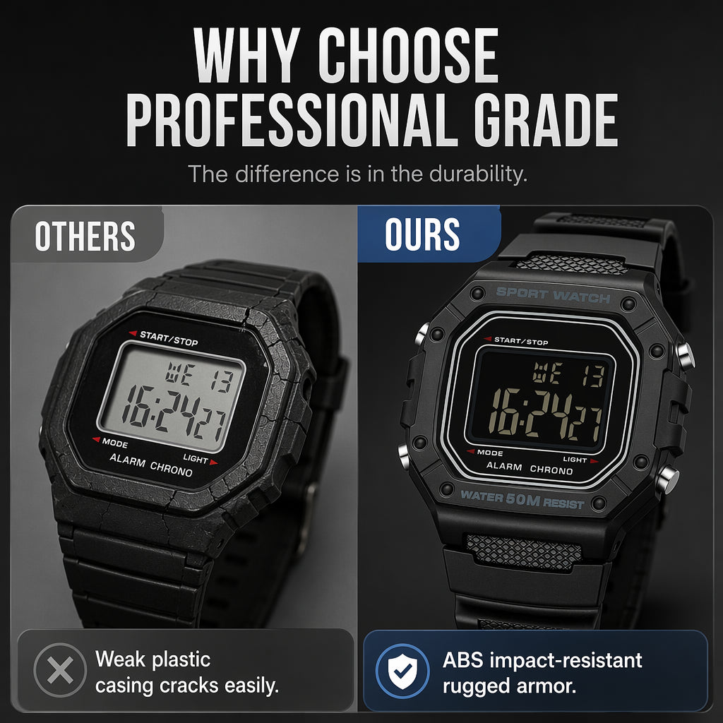 Men's Waterproof Digital Watch with LED Luminous Display