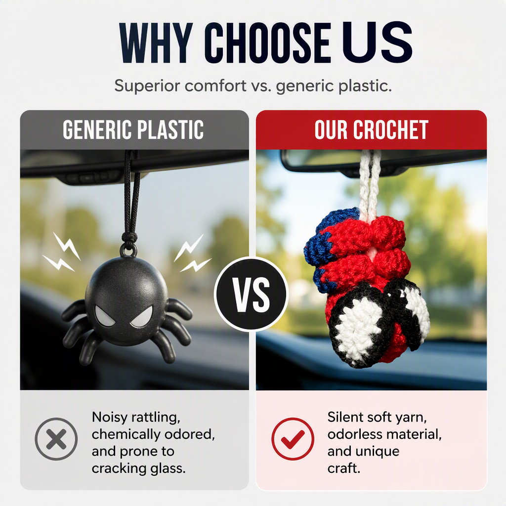 🔥Hot Sale⏰Crochet Spider Car Hanger Ornament🕷️🕸️