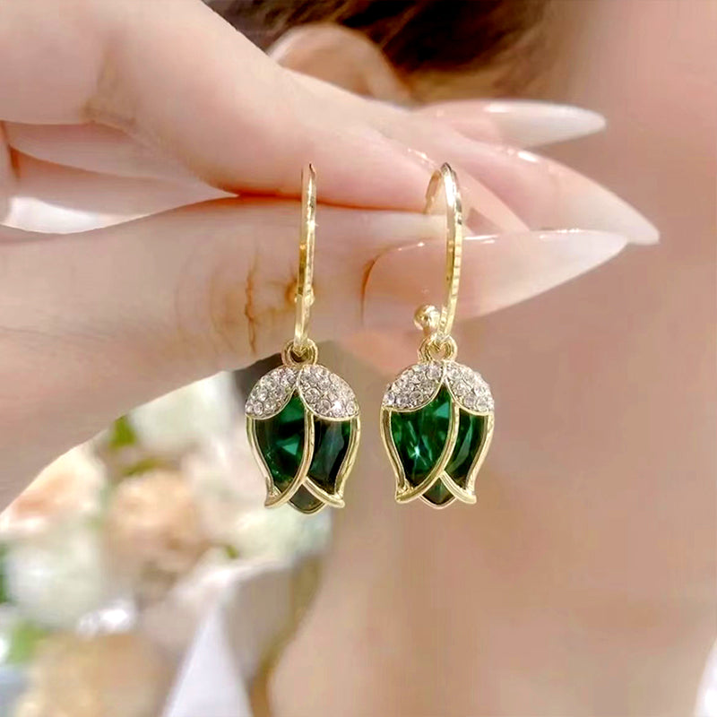 Elegant Rosebud C-Shaped Hoop Earrings