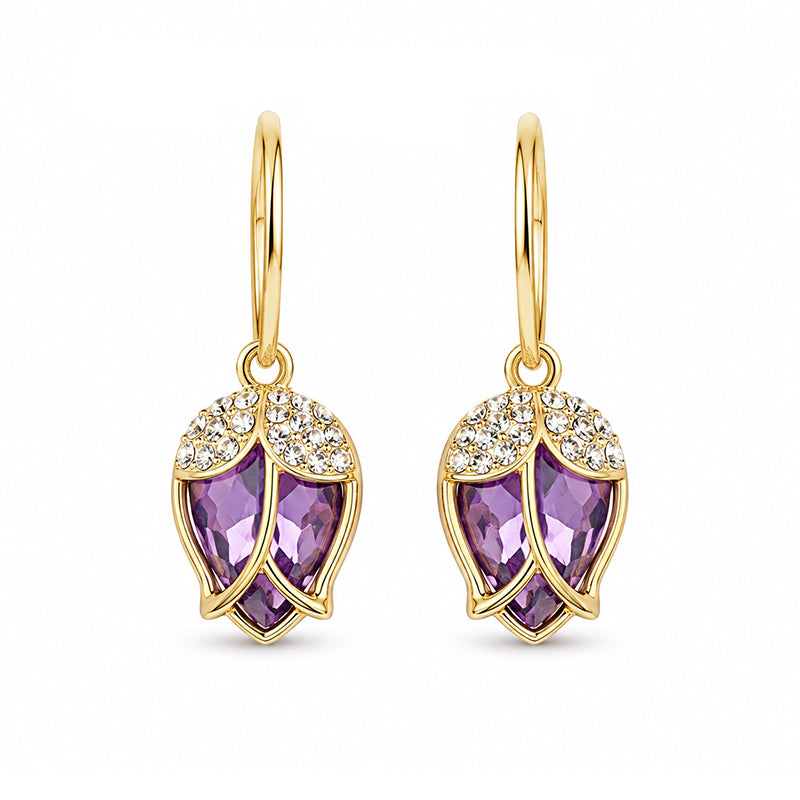 Elegant Rosebud C-Shaped Hoop Earrings