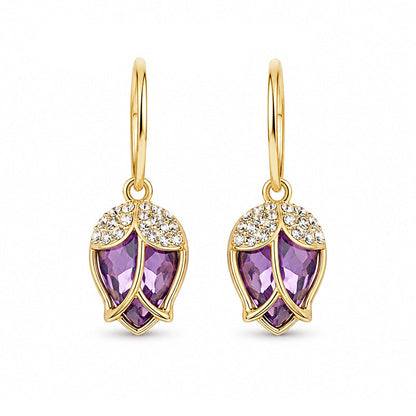Elegant Rosebud C-Shaped Hoop Earrings