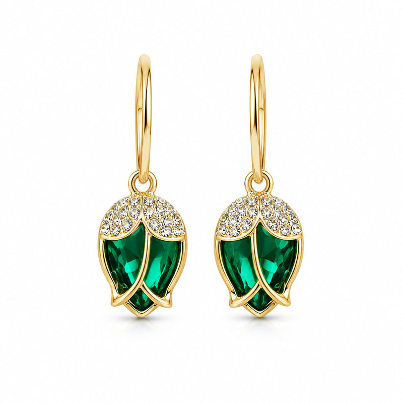 Elegant Rosebud C-Shaped Hoop Earrings