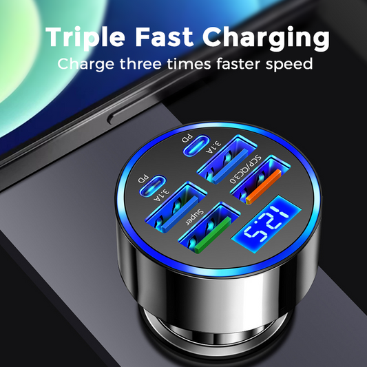 📢Buy 1 Get 1 Free⏰6-In-1 Car Fast Phone Charger with Voltage Display