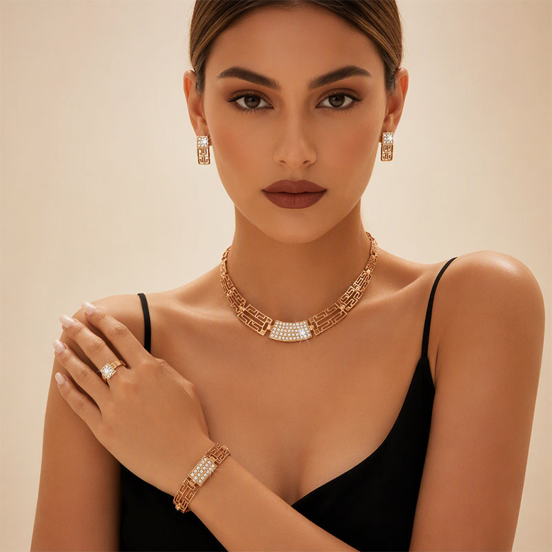 🎉 2026 Sale — Over 27,900 Sold!💎 Elegant Rhinestone Jewelry 4‑Piece Set