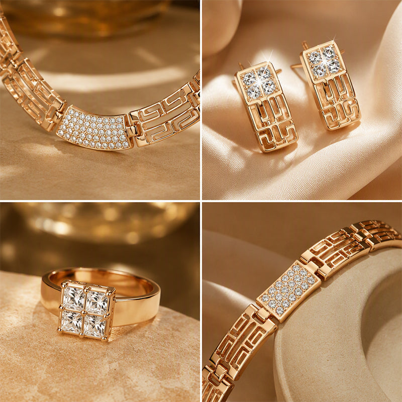 🎉 2026 Sale — Over 27,900 Sold!💎 Elegant Rhinestone Jewelry 4‑Piece Set