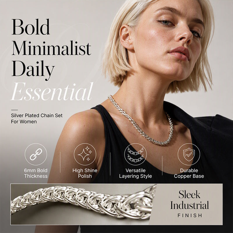 🌙 2026 Sale — Over 27,100 Sold!✨ Elegant Silver‑Tone Braided Wheat Chain Necklace 🤍