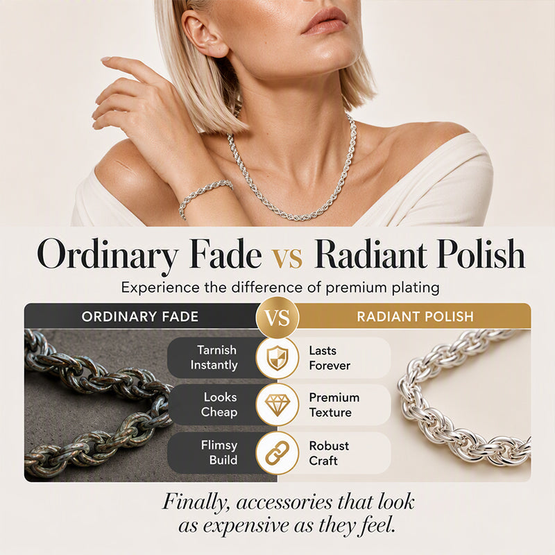 🌙 2026 Sale — Over 27,100 Sold!✨ Elegant Silver‑Tone Braided Wheat Chain Necklace 🤍