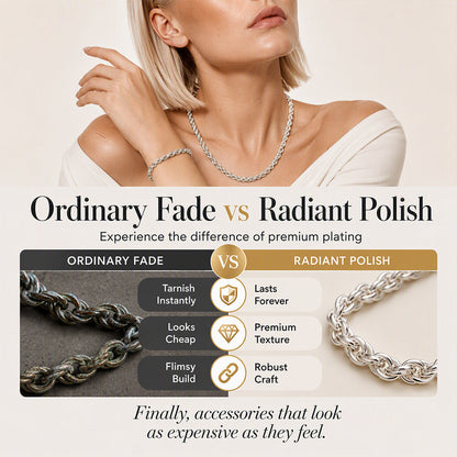 🌙 2026 Sale — Over 27,100 Sold!✨ Elegant Silver‑Tone Braided Wheat Chain Necklace 🤍