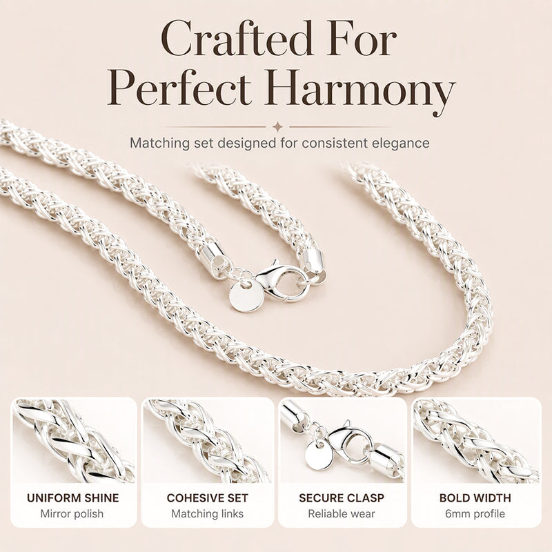 🌙 2026 Sale — Over 27,100 Sold!✨ Elegant Silver‑Tone Braided Wheat Chain Necklace 🤍