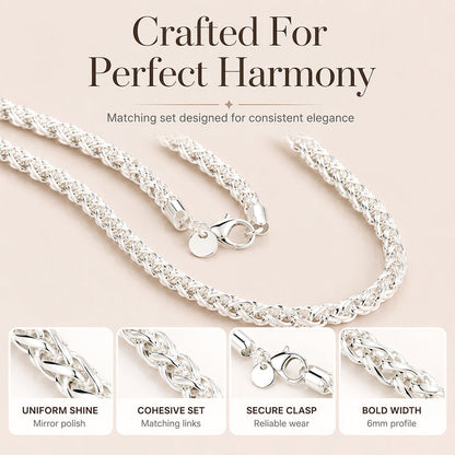 🌙 2026 Sale — Over 27,100 Sold!✨ Elegant Silver‑Tone Braided Wheat Chain Necklace 🤍