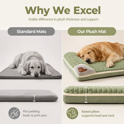 🐱🐶Thick Plush Pet Sleeping Mat with Raised Headrest for Dogs & Cats☁️