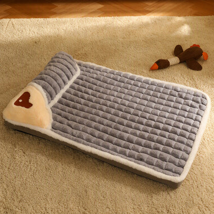 🐱🐶Thick Plush Pet Sleeping Mat with Raised Headrest for Dogs & Cats☁️
